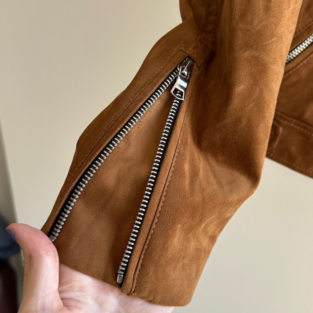 LOFT Tan Leather Jacket with Silver Accents - Picture 4 of 16